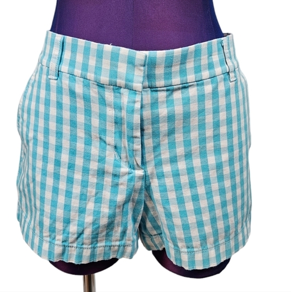 J. Crew Aqua & White Gingham‎ Chino Shorts Size 6 Women's Q35 - Picture 11 of 12